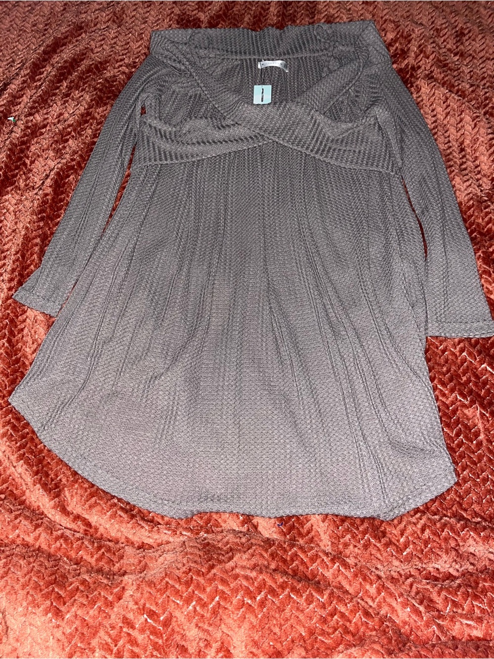 Dressfo Long Sleeve Knit Dress in Taupe. Size M